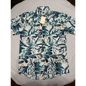 Kennington Hawaiian Shirt-Blue-Floral-NWT Men's Medium